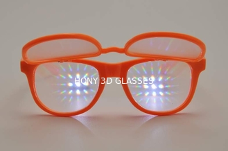 オレンジ フレームの 0.65mm の厚さレンズが付いているプラスチック回折ガラス