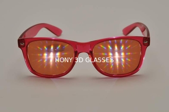 こはく色の回折格子のフィルムが付いているオレンジ 3D 花火ガラス